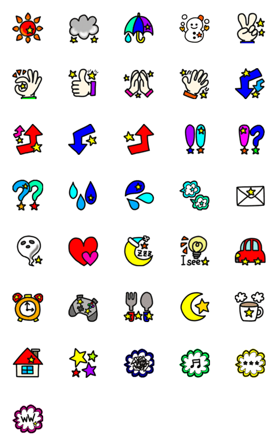 [LINE絵文字]カラフルシンプル☆の画像一覧