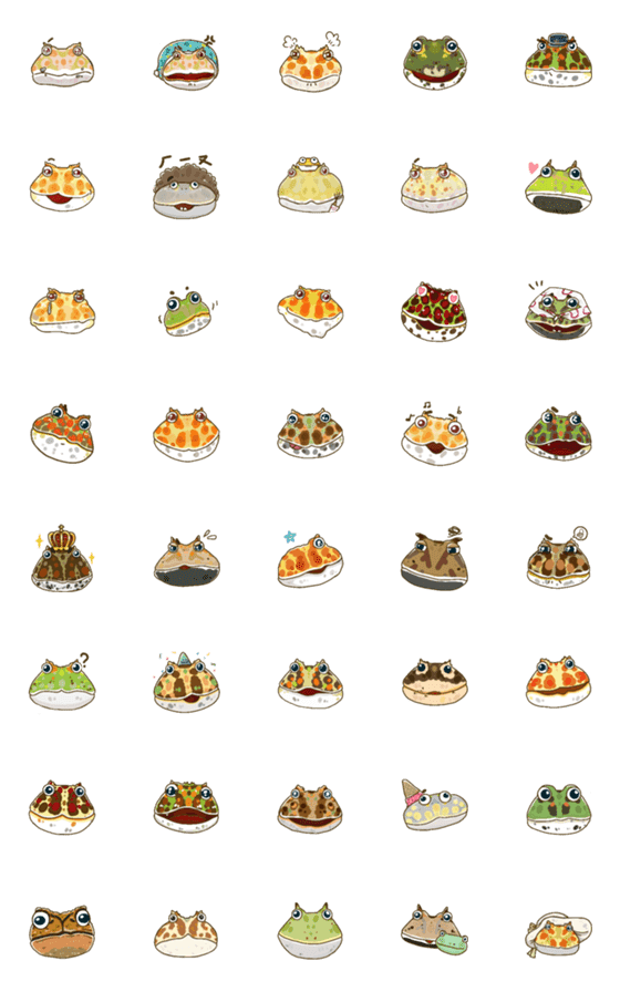 [LINE絵文字]Reptilian friends- frogの画像一覧