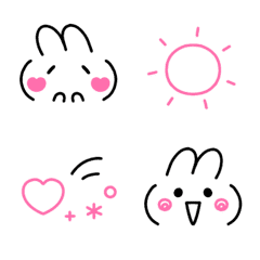 [LINE絵文字] 動く♡ピンク×うさぴょん×顔文字♡♡の画像