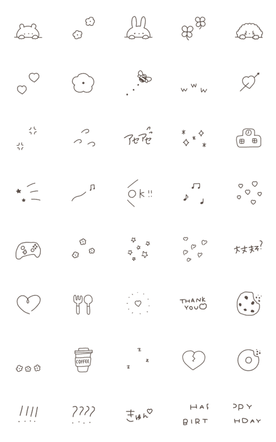 [LINE絵文字]動く♡線画③の画像一覧