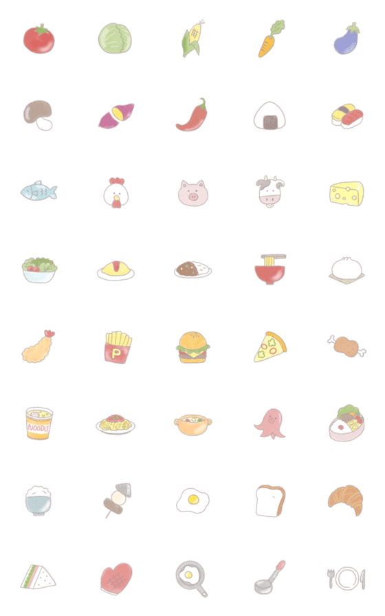 [LINE絵文字]かわいい食べ物の絵文字①の画像一覧