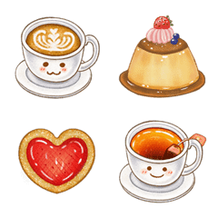[LINE絵文字] Coffee and Colorful Dessertsの画像