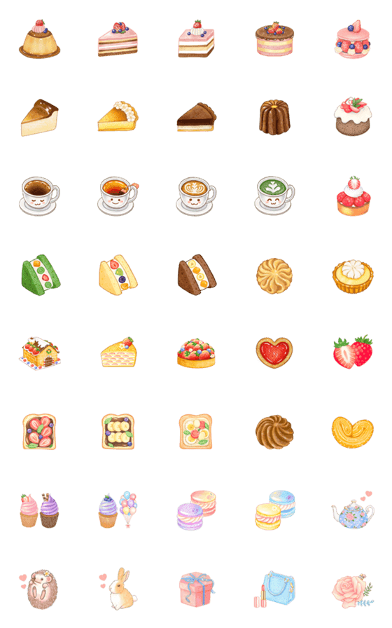 [LINE絵文字]Coffee and Colorful Dessertsの画像一覧