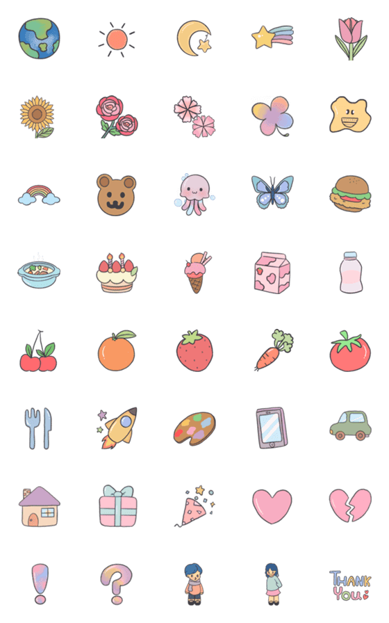 [LINE絵文字]Crayon Pastel :)の画像一覧