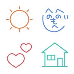 [LINE絵文字] シンプル☆大人カラフルな線画絵文字 6の画像