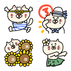 [LINE絵文字] 動く☆白ネコさんの夏だよの画像