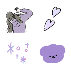 [LINE絵文字] 紫な女の子 絵文字の画像