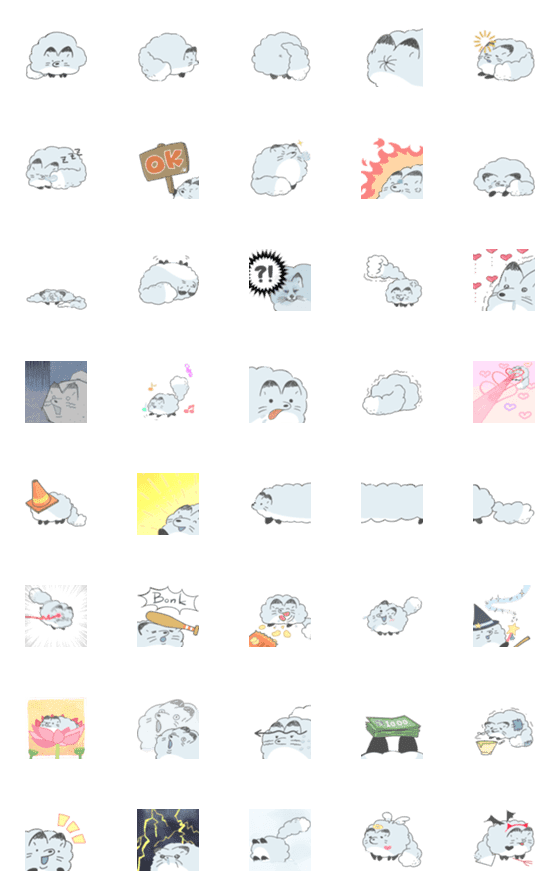[LINE絵文字]Cotton Candy Foxの画像一覧