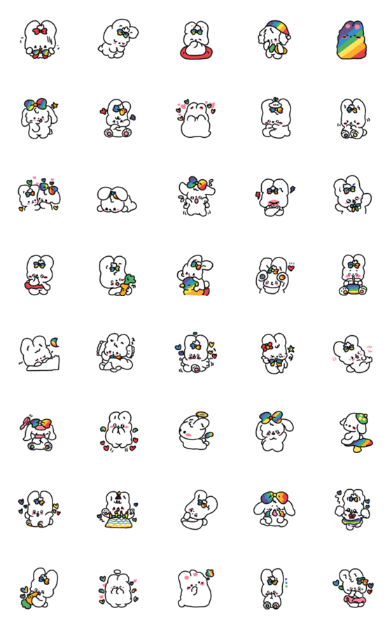 [LINE絵文字]Rainbow Bunnyの画像一覧