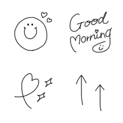 可愛いモノクロ絵文字の絵文字メイン画像