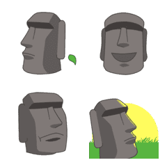[LINE絵文字] Moai Stone Animated Emojiの画像
