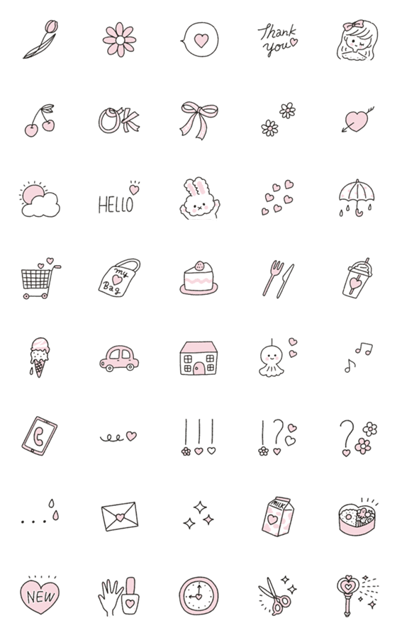 [LINE絵文字]SIMPLE♡ピンクandホワイト♡の画像一覧