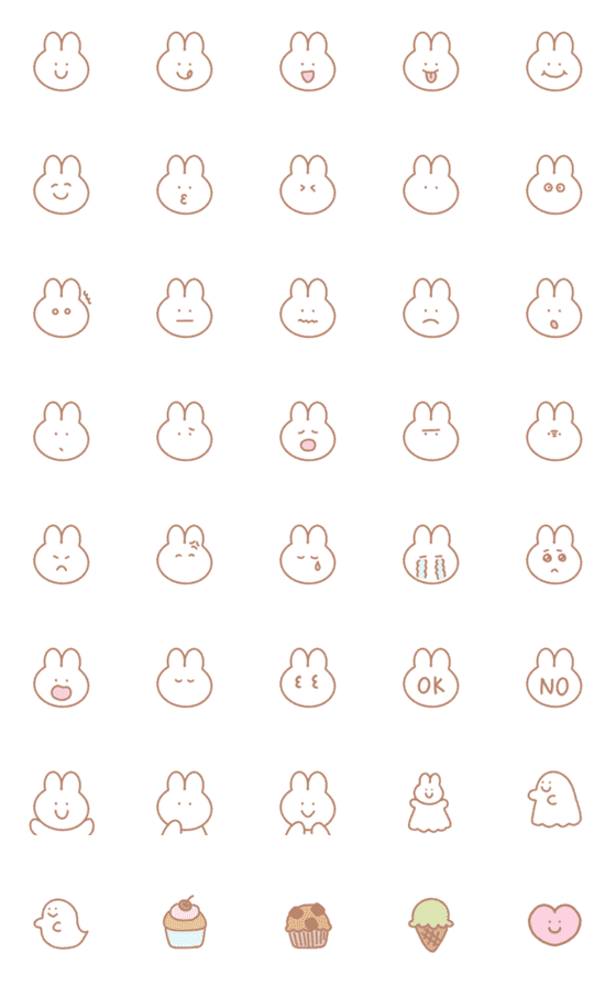[LINE絵文字]obakeno usagi Emojiの画像一覧