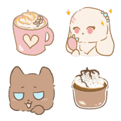 [LINE絵文字] Hot Cocoa ＆ White Malt animated emojiの画像