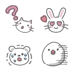 [LINE絵文字] ゆるかわ白い動物絵文字の画像