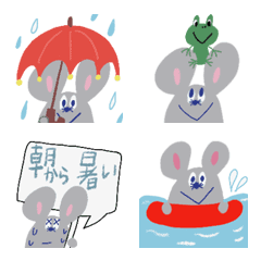 [LINE絵文字] ポップなねずみくんの梅雨と夏絵文字☆の画像