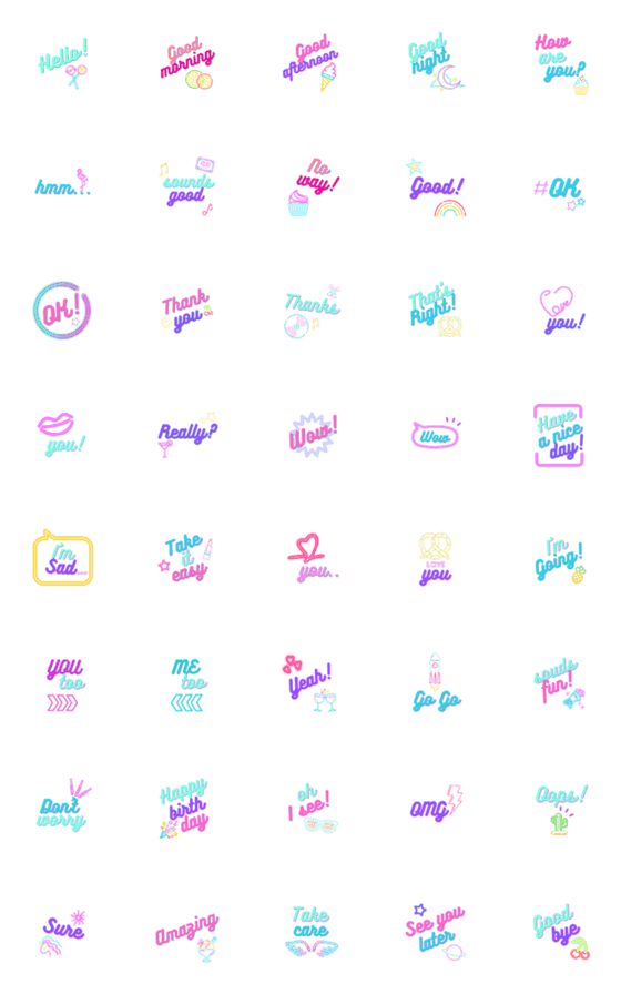 [LINE絵文字]エモい使いやすいシティポップネオン絵文字の画像一覧