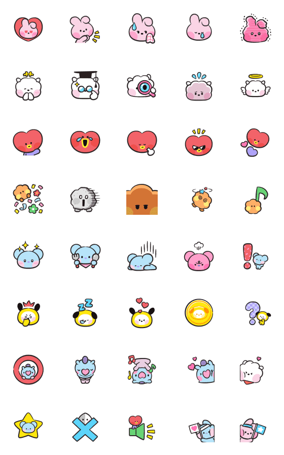 [LINE絵文字]うごく！ユニバースターBT21 minini 絵文字の画像一覧