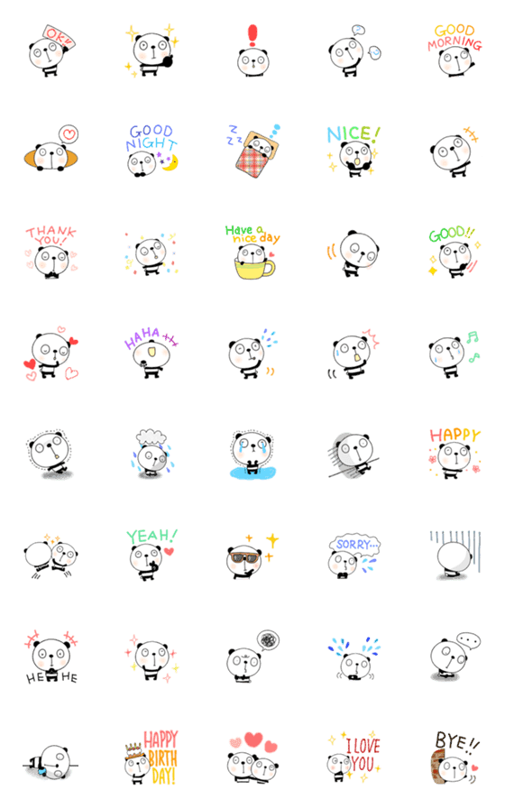 [LINE絵文字]英語あいさつ絵文字なかいさんちのパンダ 2の画像一覧