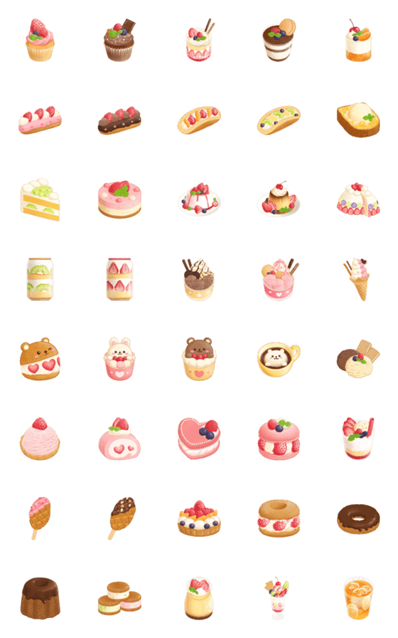 [LINE絵文字]スイーツ色々6～Pretty sweets～の画像一覧