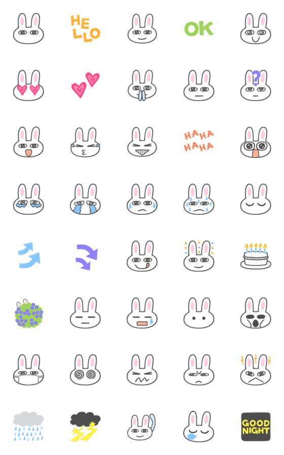 [LINE絵文字]Bunny Blueberry 絵文字の画像一覧