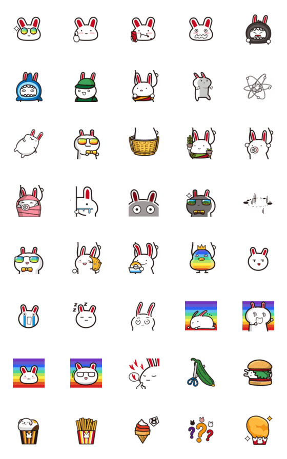 [LINE絵文字]DownRabits- Practical Edible Emoticons 8の画像一覧
