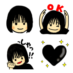 [LINE絵文字] 日常で使える黒髪ボブの女の子の画像