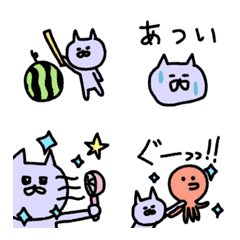 [LINE絵文字] ゆめねこ 動く絵文字 5 夏に使える絵文字の画像