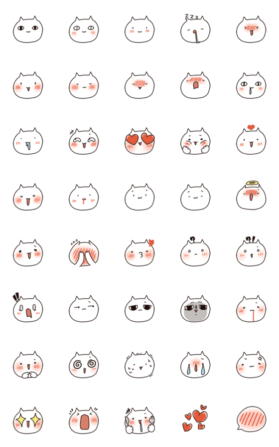 [LINE絵文字]White_Cat Emojiの画像一覧