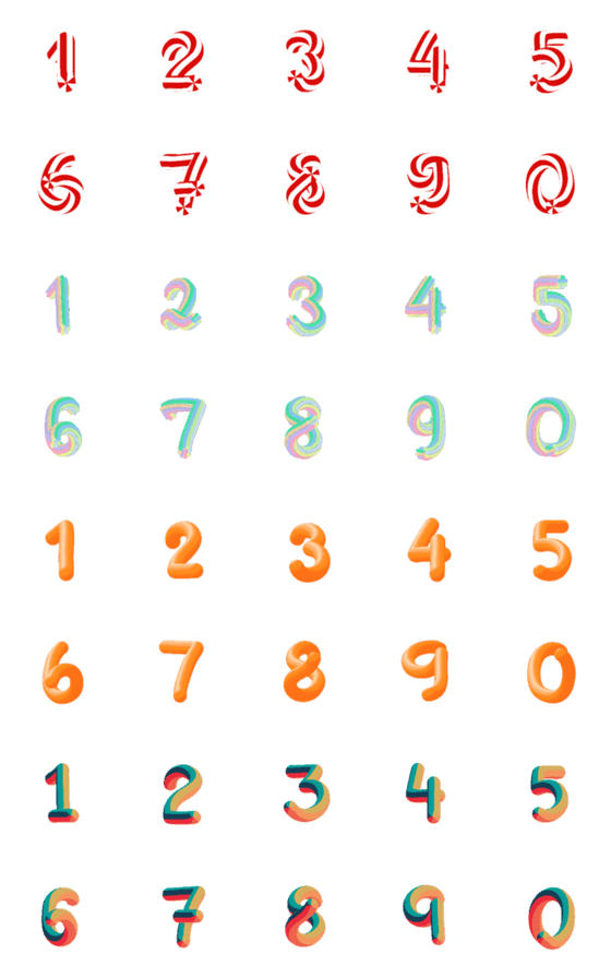 [LINE絵文字]Candy 3D Numberの画像一覧