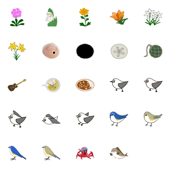 [LINE絵文字]礼文島の花・生き物・食べ物 絵文字の画像一覧