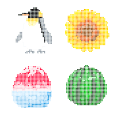 [LINE絵文字] ドット絵♬夏いっぱいシンプル絵文字の画像