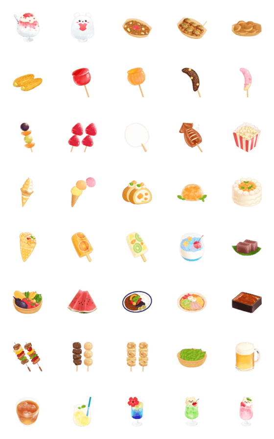 [LINE絵文字]夏の食べ物色々の画像一覧