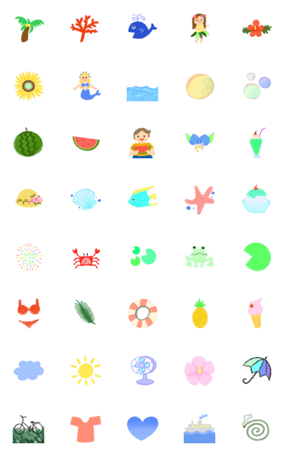 [LINE絵文字]Summer diary with crayonの画像一覧