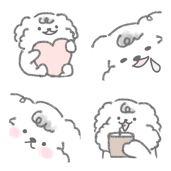 [LINE絵文字] ふわふわの白い犬 絵文字の画像
