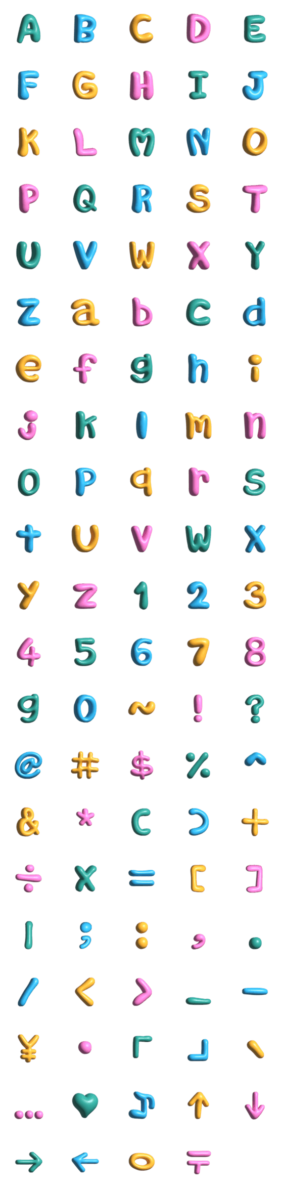 [LINE絵文字]Colorful Letters 3Dの画像一覧