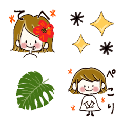 [LINE絵文字] 動く▶️女の子。南国植物。毎日。の画像