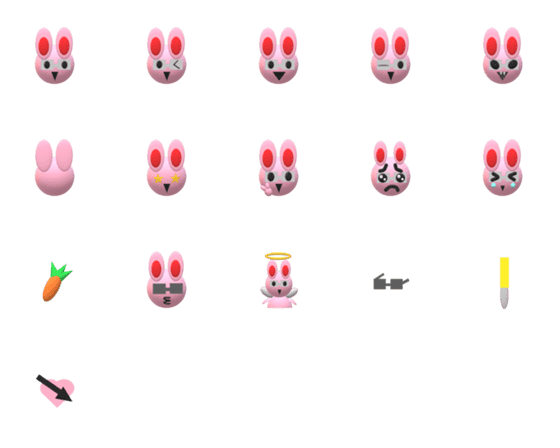 [LINE絵文字]耳の大きいオタクウサギの絵文字の画像一覧