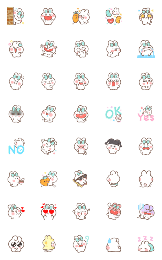 [LINE絵文字]Tokki Rabbit Emojiの画像一覧