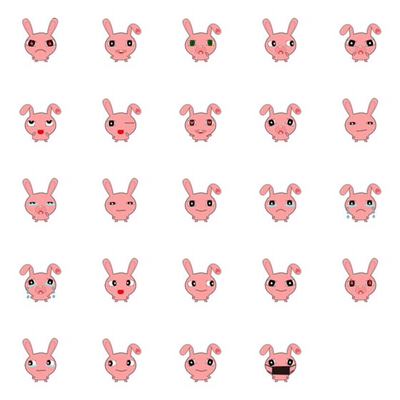 [LINE絵文字]big face cute rabbit1の画像一覧