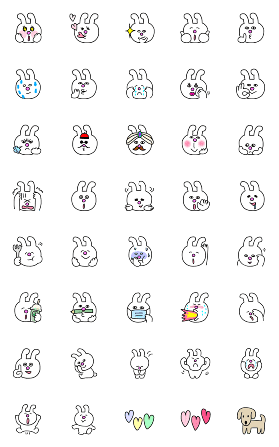 [LINE絵文字]Big Face Rabbit Emoji その5の画像一覧