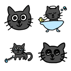 [LINE絵文字] まんまるおめめのくろねこ絵文字の画像