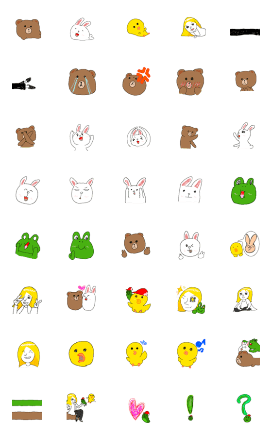 [LINE絵文字]手書き風☆ブラウン達のゆる絵文字！の画像一覧