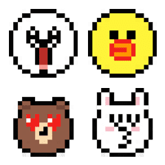 [LINE絵文字] BROWN ＆ FRIENDS 8bit Emojiの画像