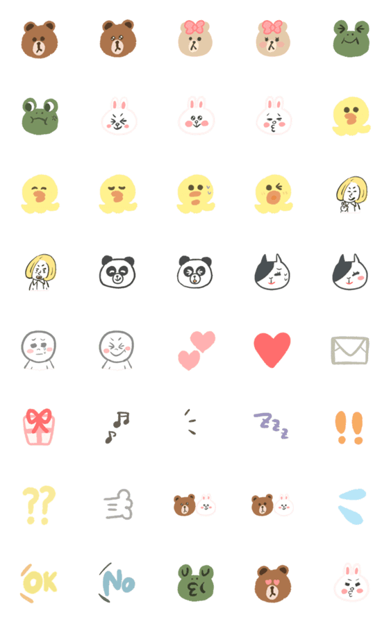 [LINE絵文字]LINE FRIENDS ゆるふわ絵文字の画像一覧