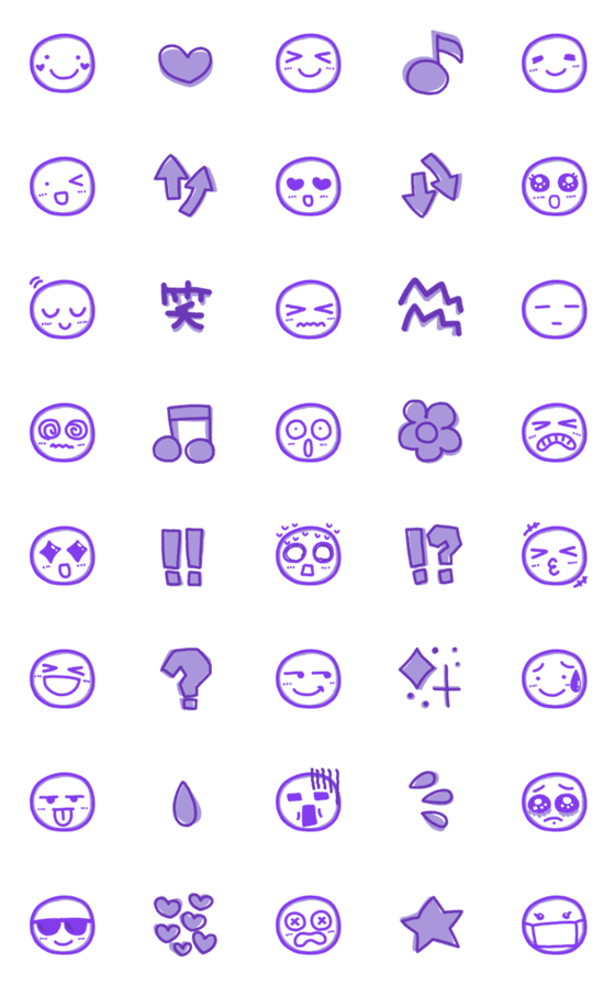 [LINE絵文字]紫⭐︎シンプル絵文字①の画像一覧