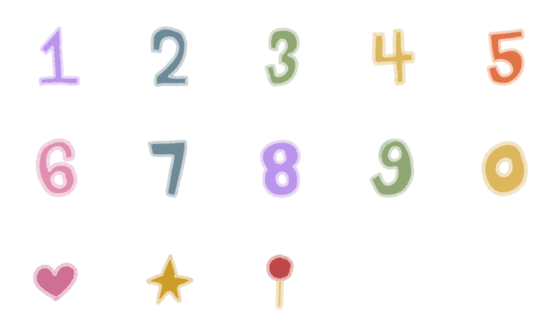 [LINE絵文字]Number Crayon Pastel V.1の画像一覧