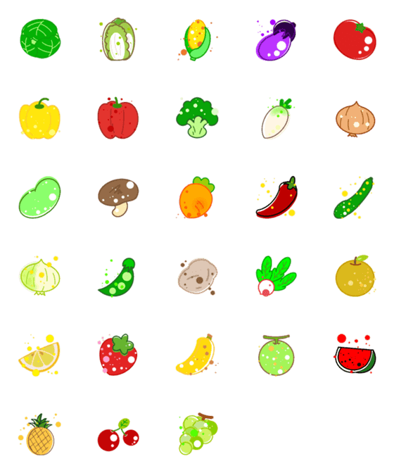 [LINE絵文字]野菜＆フルーツ ♡ Cute絵文字の画像一覧
