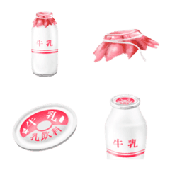 牛乳です 赤 牛乳瓶 レトロ 給食の絵文字メイン画像