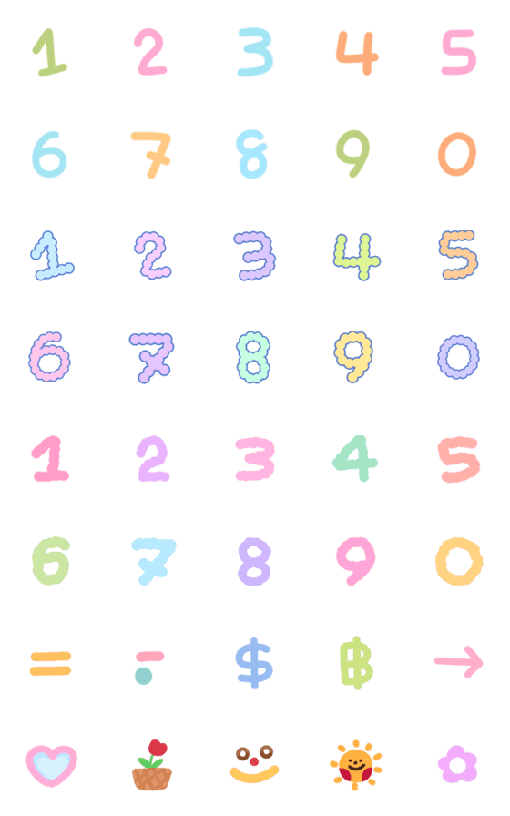 [LINE絵文字]Pastel numberの画像一覧